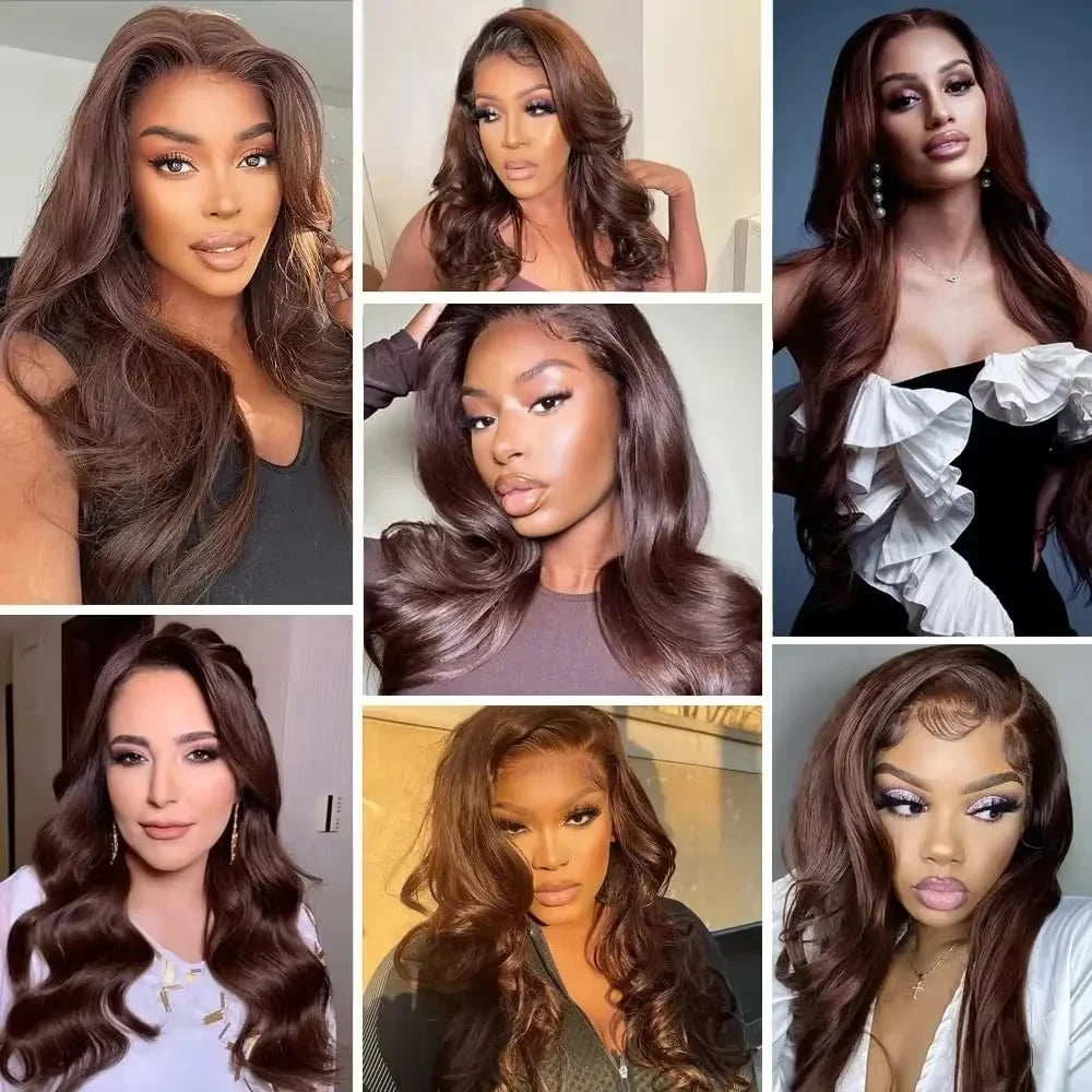 13x6 HD Lace Front Wig – Chocolate Brown Body Wave (46 Inch, 200% Density)