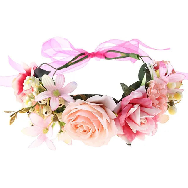 New Fashion Imitated Pearl Crowns Girls Bridal Wedding Headband Floral Flower Headband for Girls Adult Bohemian Hair accessories