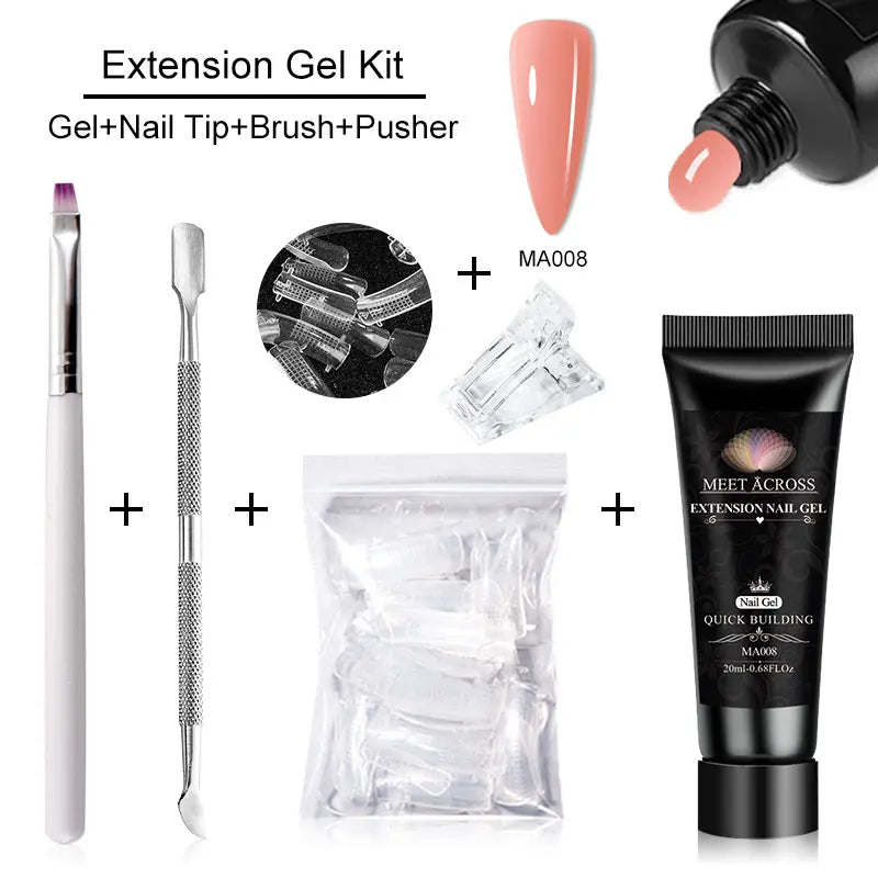 MEET ACROSS 5PCS/Set Nail Extension Gel Kit
