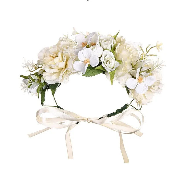 New Fashion Imitated Pearl Crowns Girls Bridal Wedding Headband Floral Flower Headband for Girls Adult Bohemian Hair accessories