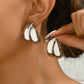 Stainless Steel Chunky Hoop Earrings for Women Girls Gold Color Double Ring Thick Geometric Drop Earrings Statement Jewelry Gift