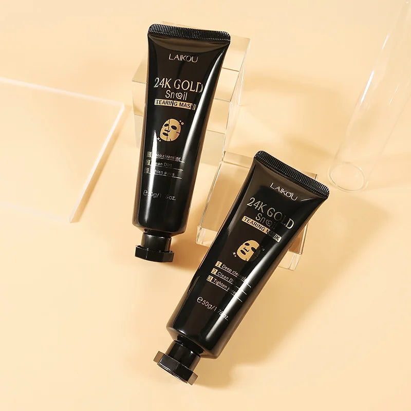 LAIKOU 50/80g 24K Gold Foil Snail Peel Mask Deep Cleansing Remove Blackheads Firming Skin Oil-Control Whitening Skin Care