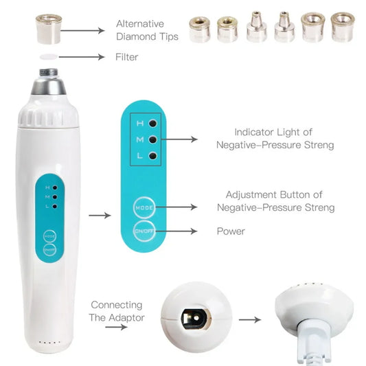 Mini Portable Diamond Dermabrasion Microdermabrasion Facial Care Tool Salon Exfoliation Beauty Machine