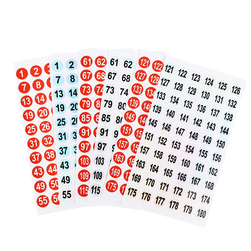 3 Sheets Number Sticker Set (1–180) – Holographic Nail Polish Labels