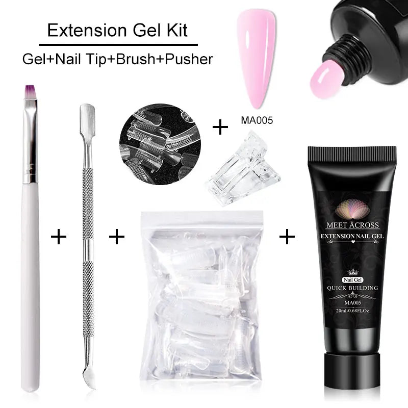 MEET ACROSS 5PCS/Set Nail Extension Gel Kit