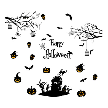 Halloween Haunted House Wall Decal Spooky Ghosts and Pumpkins Wall Art Home Decorations for Halloween Party