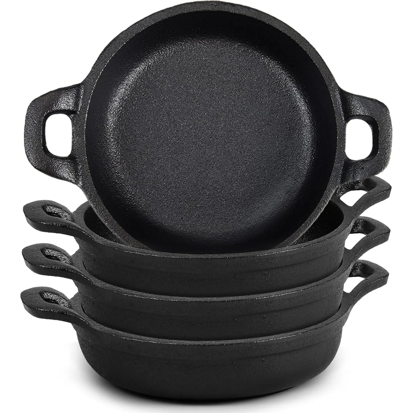 Mini cast iron frying pan 5 x 5 x 1.3, set black, oven, kitchen indoor/outdoor picnic mini frying pan (2-piece set)