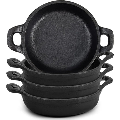 Mini cast iron frying pan 5 x 5 x 1.3, set black, oven, kitchen indoor/outdoor picnic mini frying pan (2-piece set)